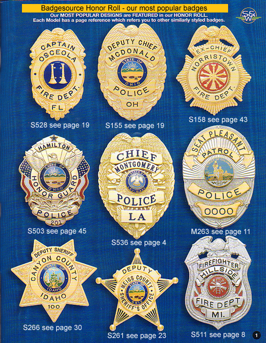 Our most popular police and fire badge designs