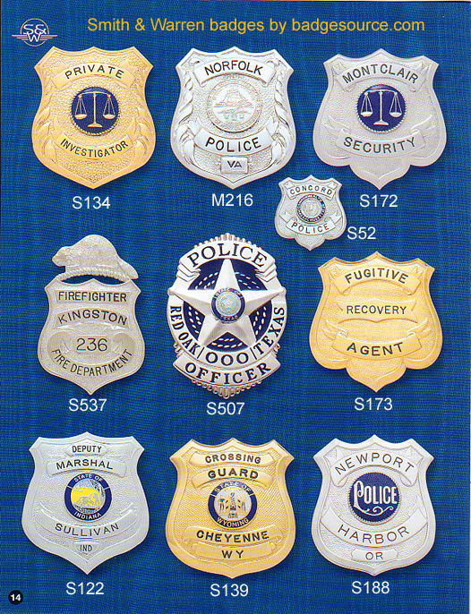 Smith & Warren Badge Catalog 85a badges for police