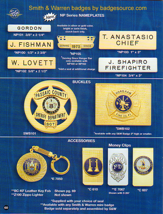 Smith & Waarren catalog 85A - badges Nameplates & belt buckles