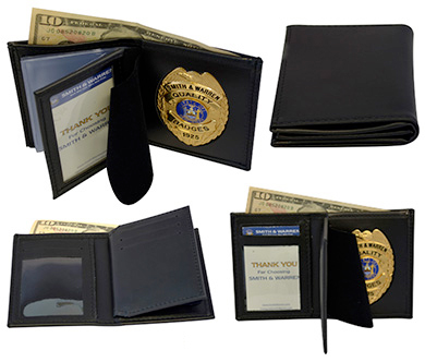 Model 104, Bi-fold credit card wallet with hidden badge Bi-fold credit card wallet with hidden badge for credit cards, money pocket and pictures