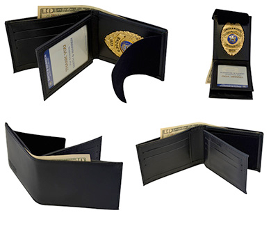Model 107, Bi-fold badge wallet with creddit card slots and money pocket Bi-fold badge wallet